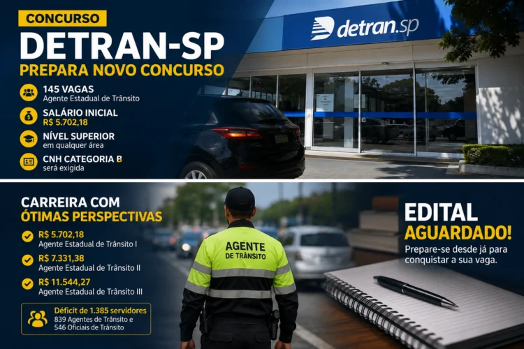Concurso Detran-SP: 145 vagas e salário de R$ 5,7 mil